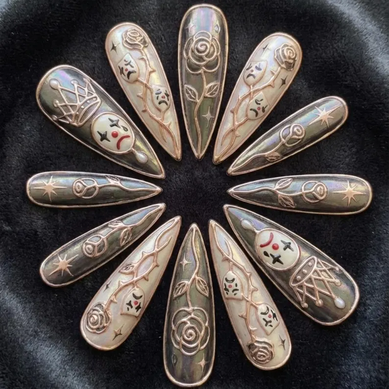 press on nails, custom press on nails, fake nails, Nails Art, stained glass nails, gold press on nails, 3d press on nails, luxury press on nails, handmade press on nails