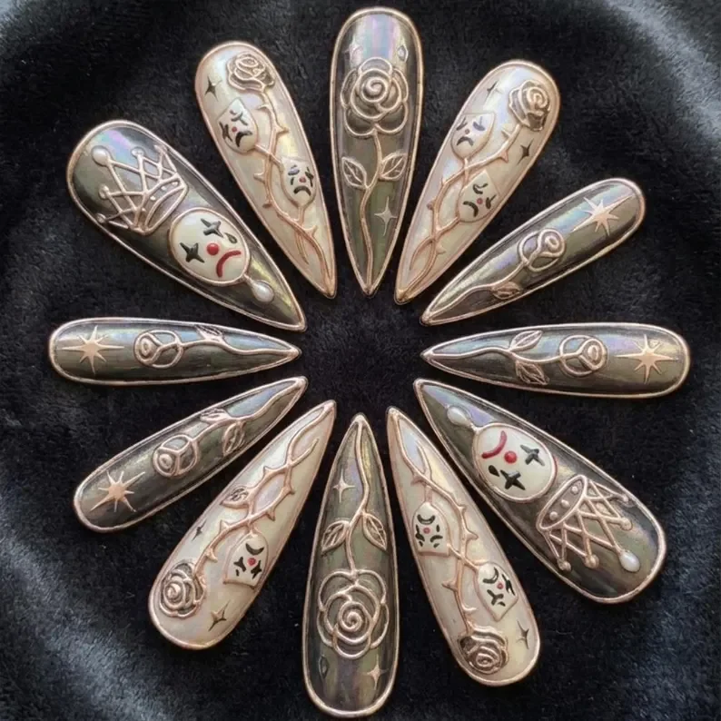 press on nails, custom press on nails, fake nails, Nails Art, stained glass nails, gold press on nails, 3d press on nails, luxury press on nails, handmade press on nails