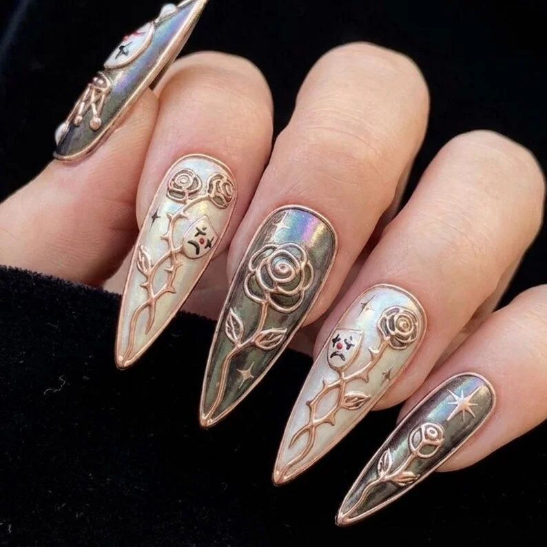 press on nails, custom press on nails, fake nails, Nails Art, stained glass nails, gold press on nails, 3d press on nails, luxury press on nails, handmade press on nails