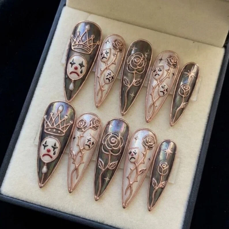 press on nails, custom press on nails, fake nails, Nails Art, stained glass nails, gold press on nails, 3d press on nails, luxury press on nails, handmade press on nails