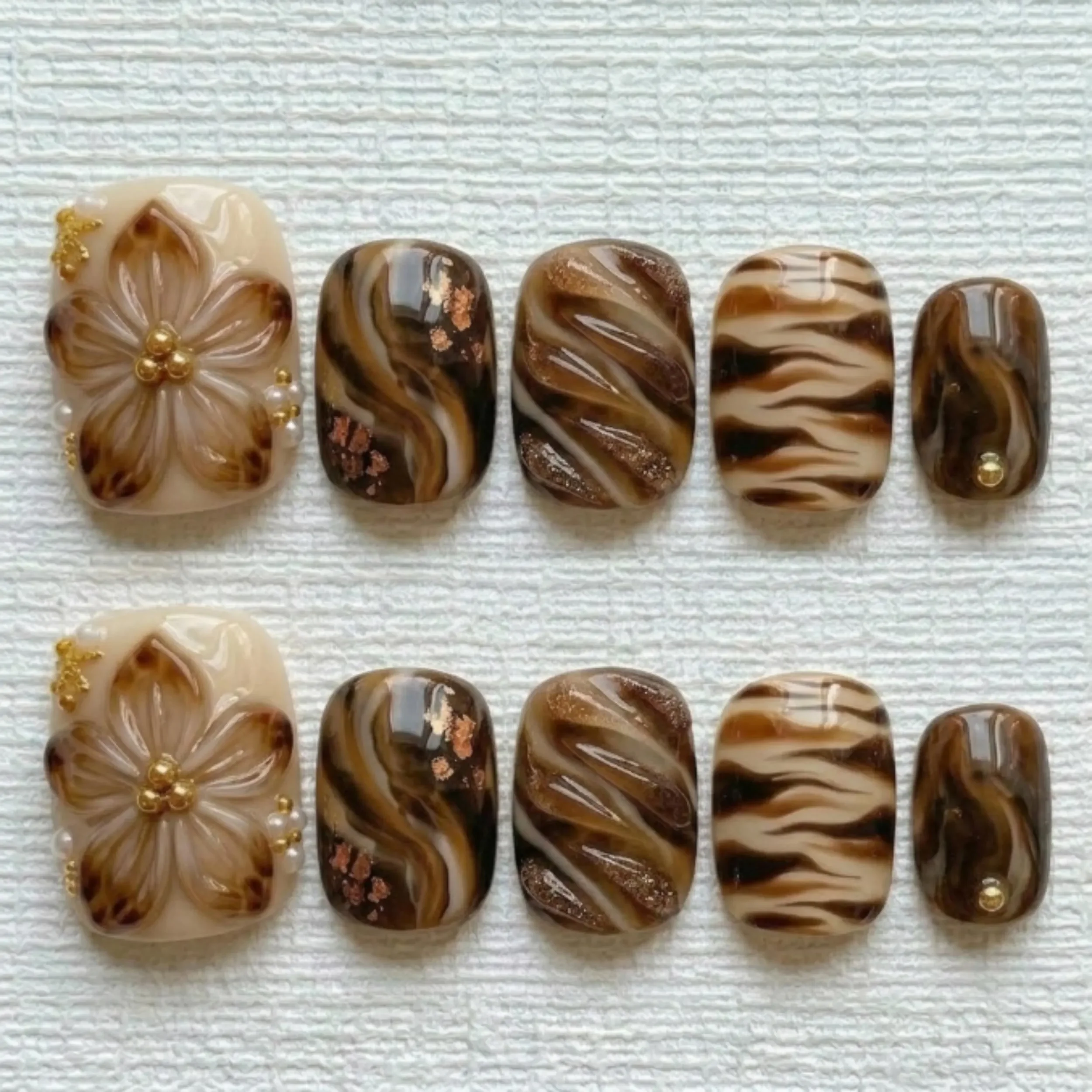 brown marble, pedicure, press on nails, custom press on nails, fake nails, Nails Art, stained glass nails, gold press on nails, 3d press on nails, luxury press on nails, handmade press on nails