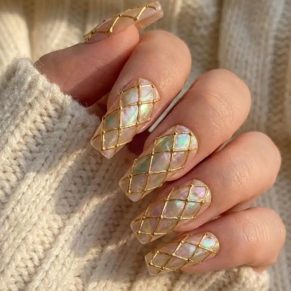 luxury press on nails, mother of pearl nails, press on nails, custom press on nails, fake nails, Nails Art, stained glass nails, gold press on nails, 3d press on nails, handmade press on nails