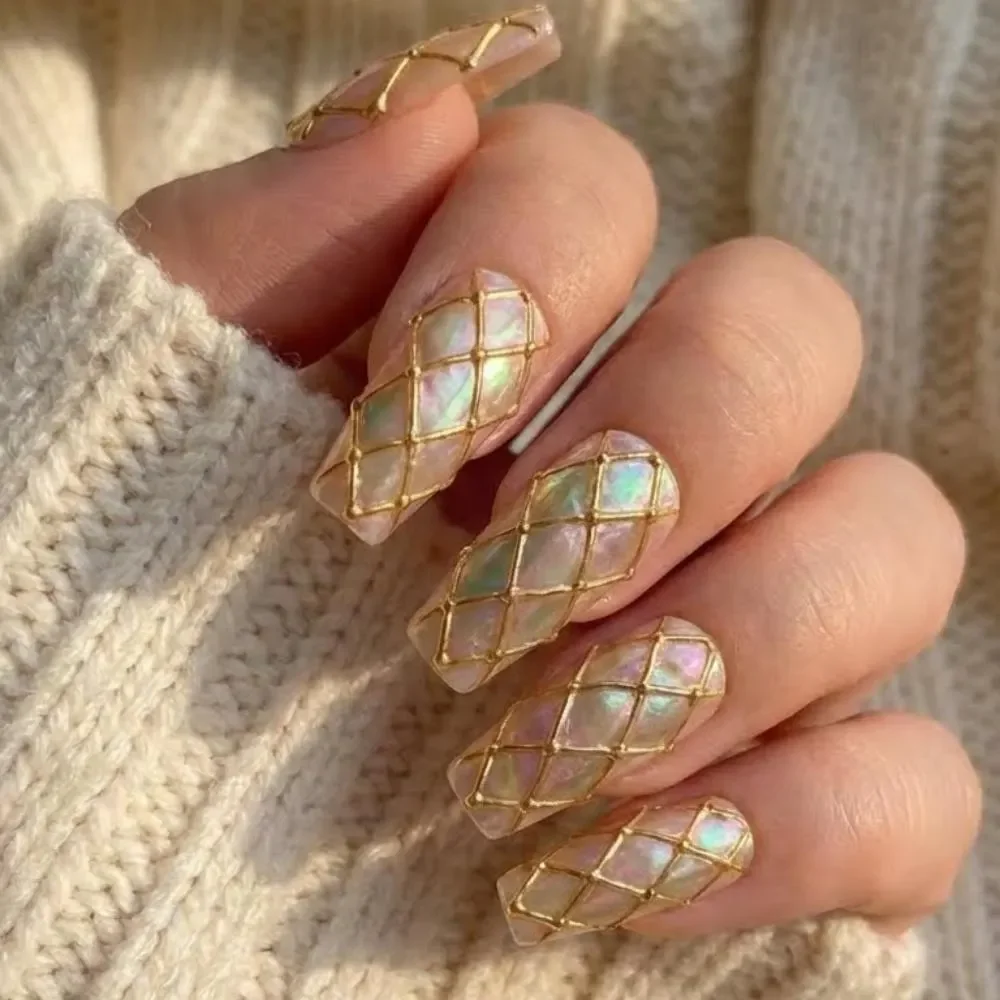 luxury press on nails, mother of pearl nails, press on nails, custom press on nails, fake nails, Nails Art, stained glass nails, gold press on nails, 3d press on nails, handmade press on nails
