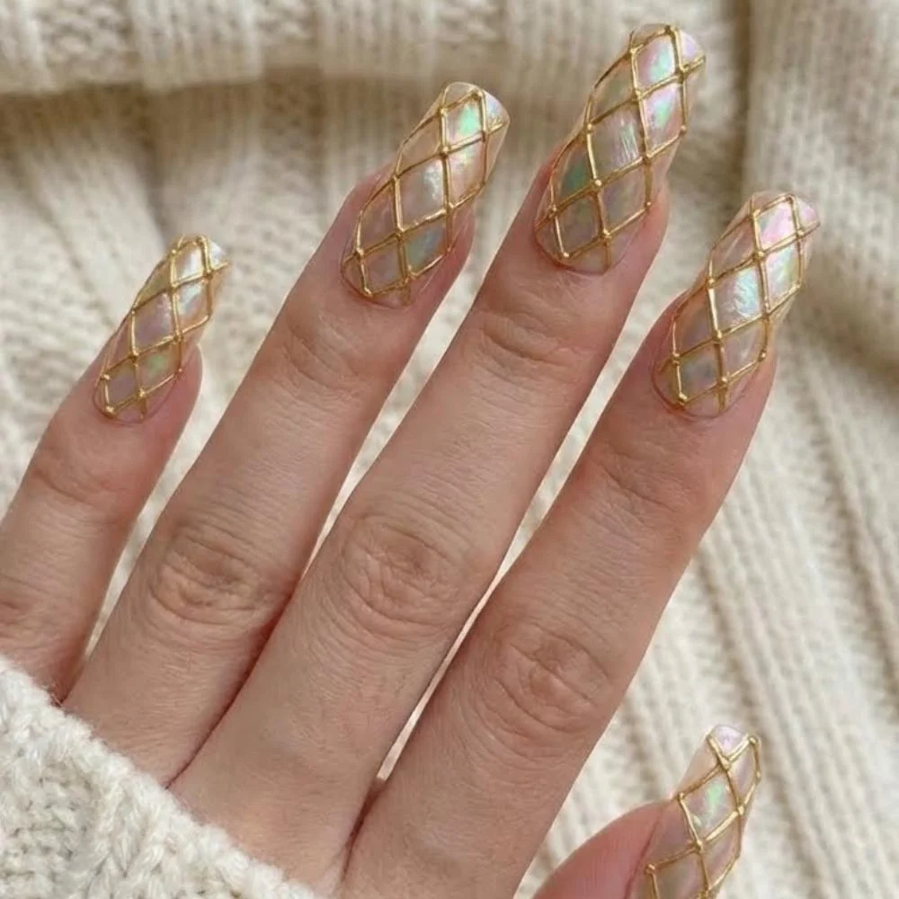 wedding nail set, elegant bridal nails, press on nails, custom press on nails, fake nails, Nails Art, stained glass nails, gold press on nails, 3d press on nails, luxury press on nails, handmade press on nails