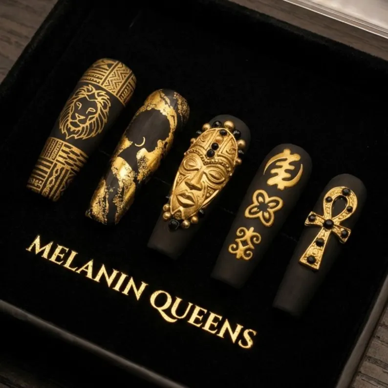luxury press on nails, 3D gold nails, press on nails, custom press on nails, fake nails, Nails Art, stained glass nails, gold press on nails, 3d press on nails, handmade press on nails