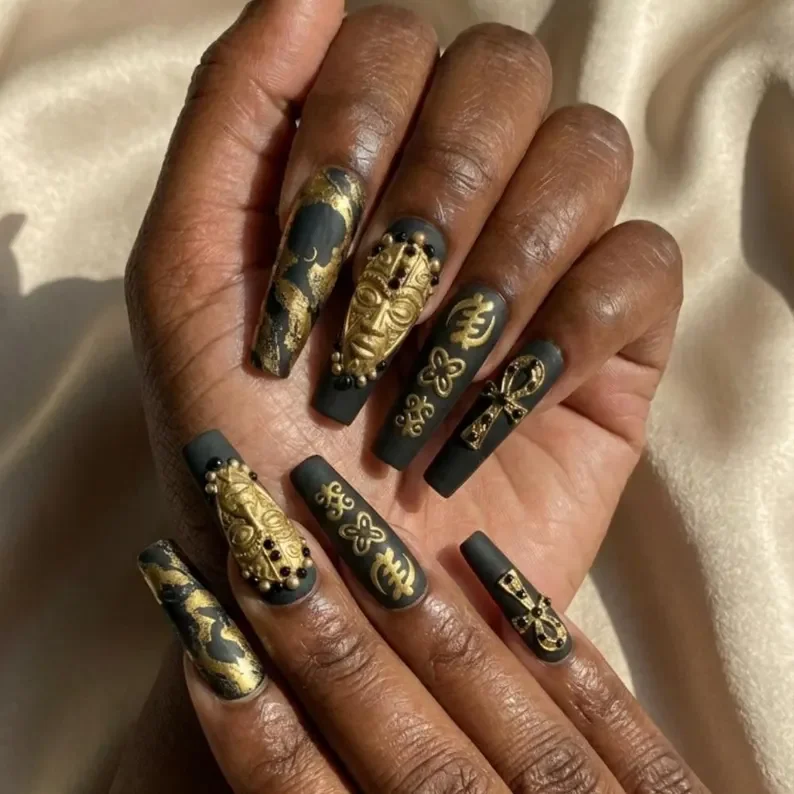 press on nail art, 3D embellishment nails, press on nails, custom press on nails, fake nails, Nails Art, stained glass nails, gold press on nails, 3d press on nails, luxury press on nails, handmade press on nails