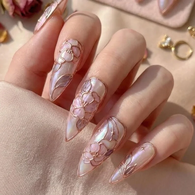 moon nail design, stained glass manicure, press on nails, custom press on nails, fake nails, Nails Art, stained glass nails, gold press on nails, 3d press on nails, luxury press on nails, handmade press on nails