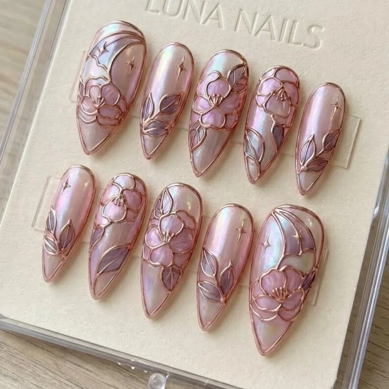press on nails, 3D celestial moon, custom press on nails, fake nails, Nails Art, stained glass nails, gold press on nails, 3d press on nails, luxury press on nails, handmade press on nails
