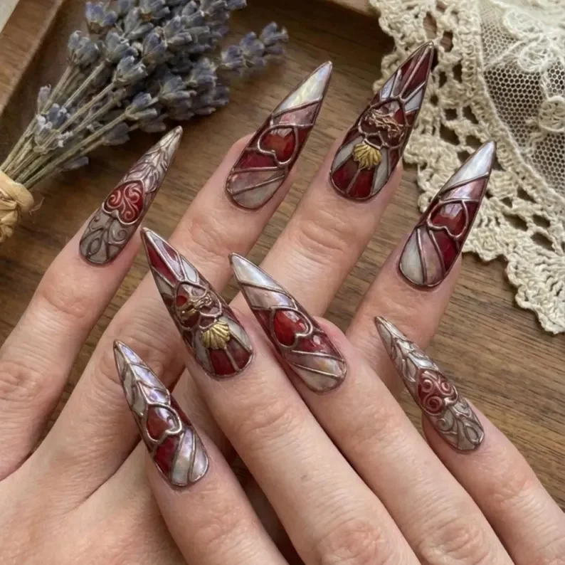 press on nails, custom press on nails, fake nails, Nails Art, stained glass nails, gold press on nails, 3d press on nails, luxury press on nails, handmade press on nails