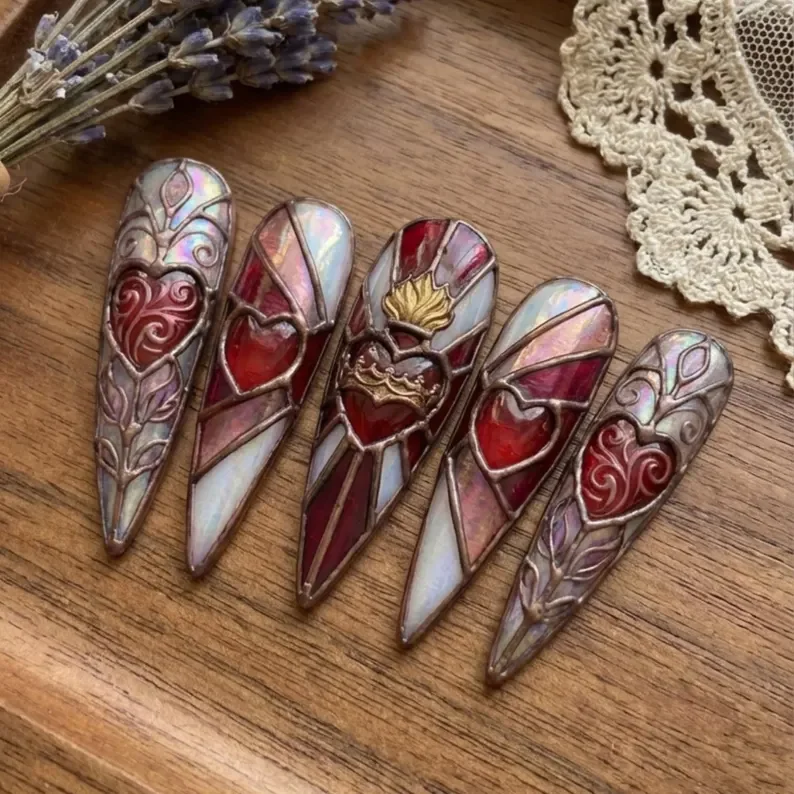 press on nails, custom press on nails, fake nails, Nails Art, stained glass nails, gold press on nails, 3d press on nails, luxury press on nails, handmade press on nails