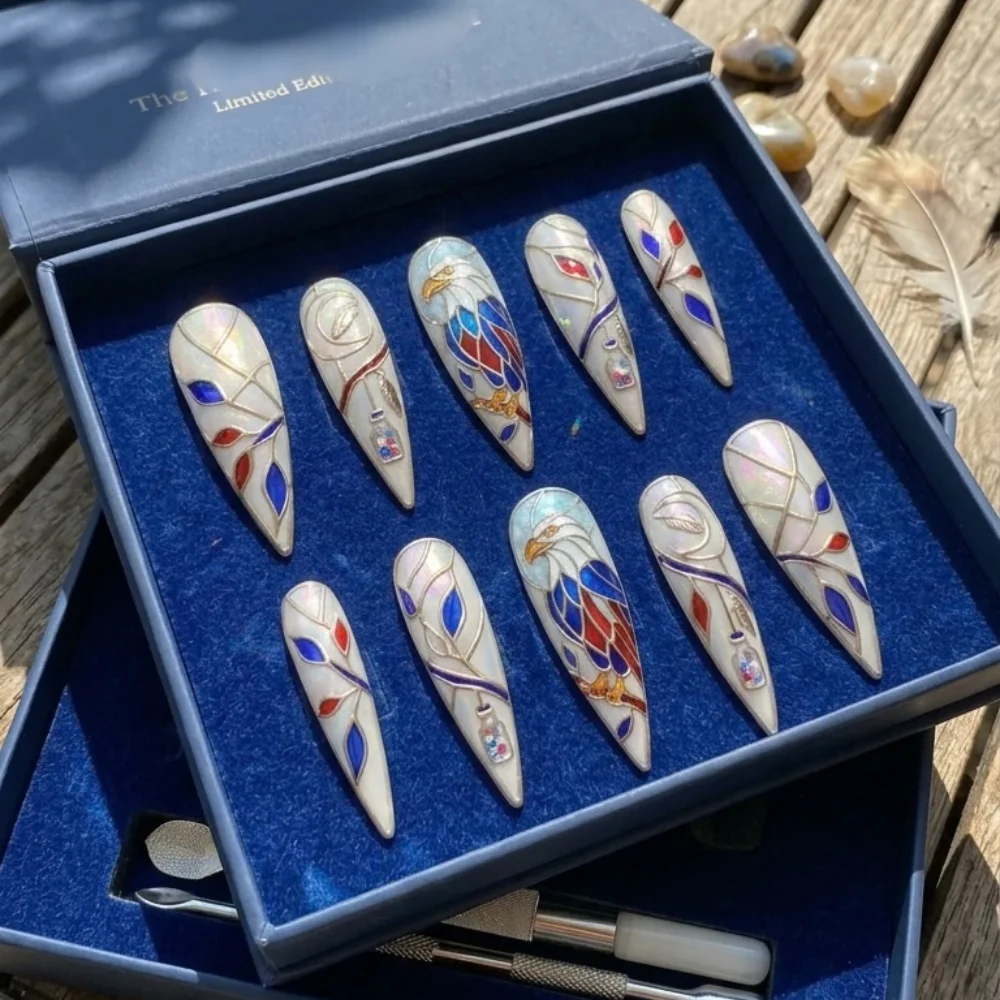 custom 4th of july, long stiletto nails, press on nails, custom press on nails, fake nails, Nails Art, stained glass nails, gold press on nails, 3d press on nails, luxury press on nails, handmade press on nails