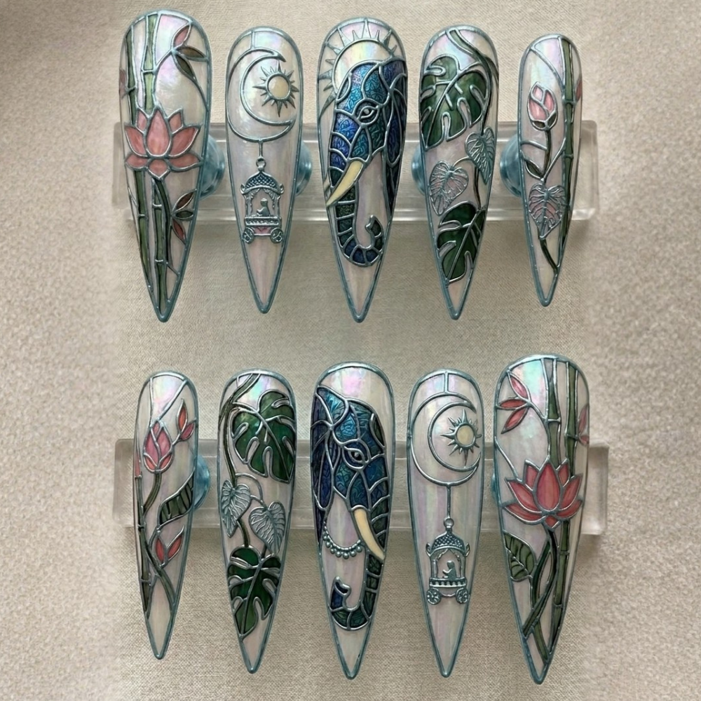 press on nails, custom press on nails, fake nails, Nails Art, stained glass nails, gold press on nails, 3d press on nails, luxury press on nails, handmade press on nails