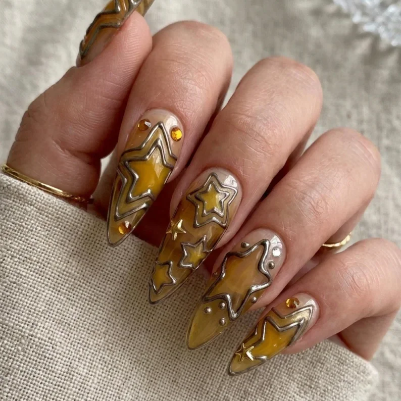 press on nails, custom press on nails, fake nails, Nails Art, stained glass nails, gold press on nails, 3d press on nails, luxury press on nails, handmade press on nails