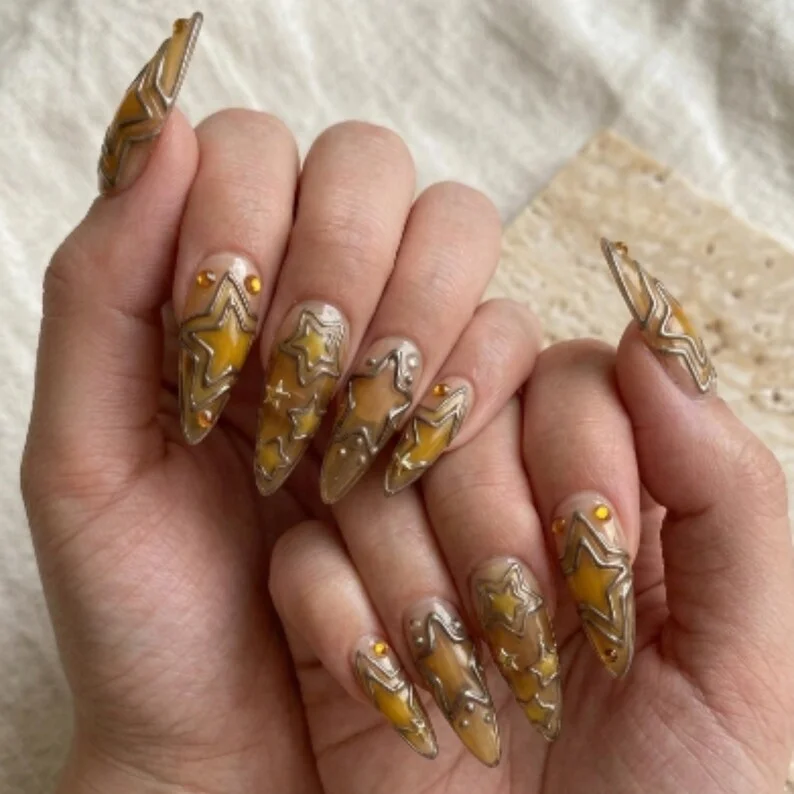 press on nails, custom press on nails, fake nails, Nails Art, stained glass nails, gold press on nails, 3d press on nails, luxury press on nails, handmade press on nails