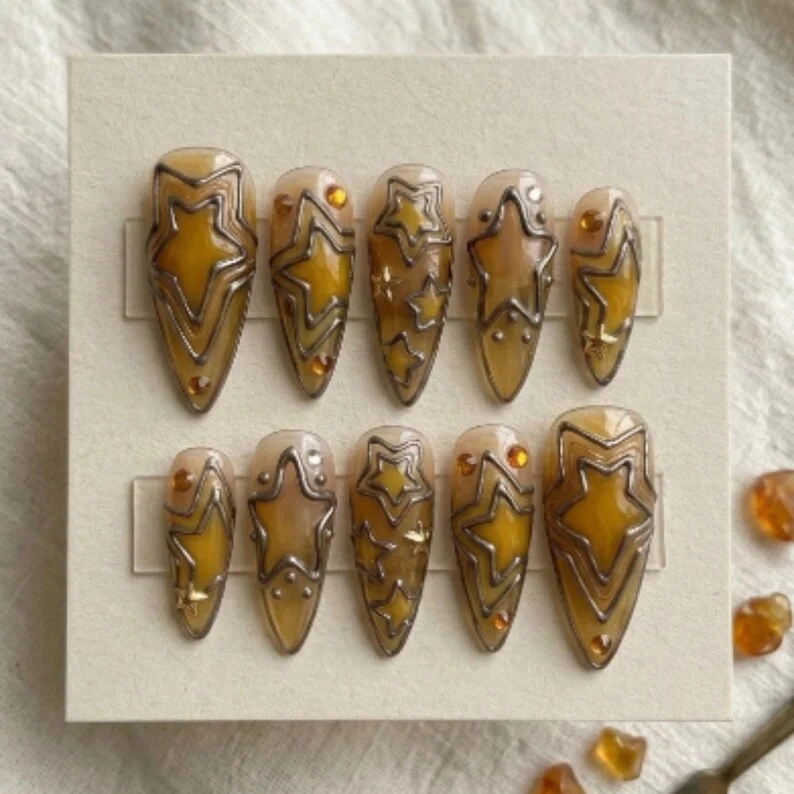 press on nails, custom press on nails, fake nails, Nails Art, stained glass nails, gold press on nails, 3d press on nails, luxury press on nails, handmade press on nails