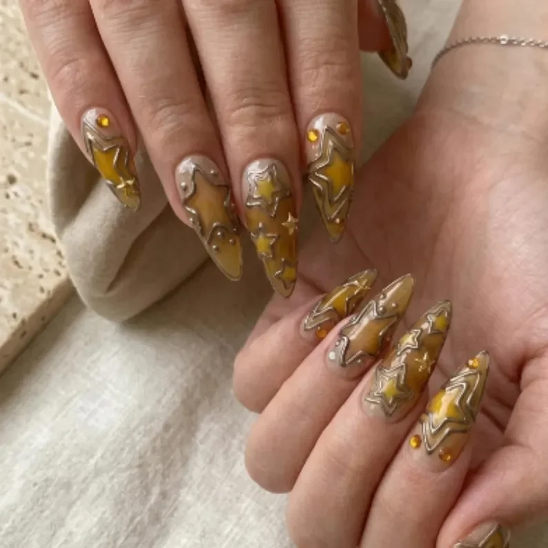 press on nails, custom press on nails, fake nails, Nails Art, stained glass nails, gold press on nails, 3d press on nails, luxury press on nails, handmade press on nails