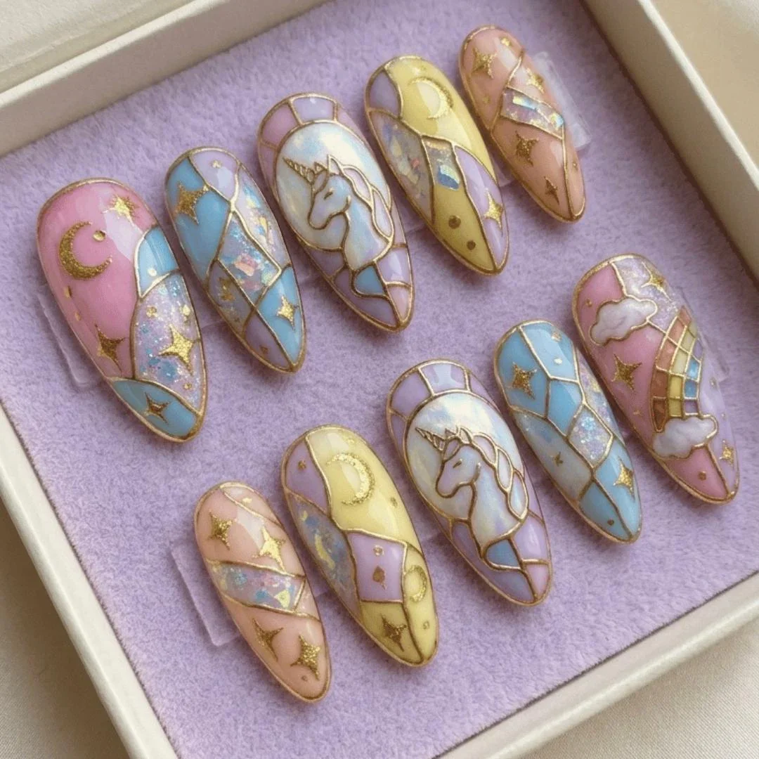 press on nails, custom press on nails, fake nails, Nails Art, stained glass nails, gold press on nails, 3d press on nails, luxury press on nails, handmade press on nails