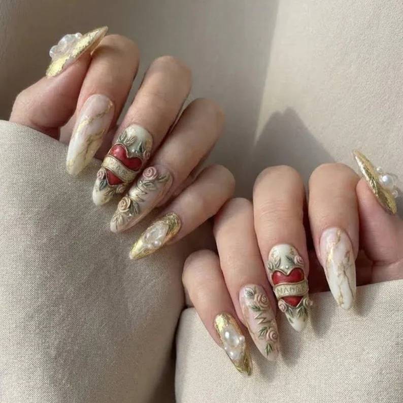 press on nails, MAMA nails, custom press on nails, fake nails, Nails Art, stained glass nails, gold press on nails, 3d press on nails, luxury press on nails, handmade press on nails