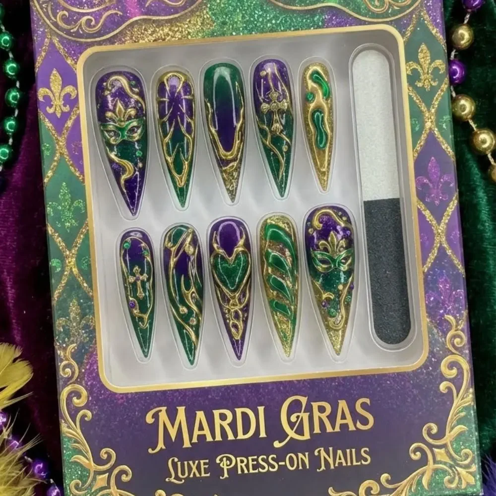 3D nail art, Baroque design, press on nails, custom press on nails, fake nails, Nails Art, stained glass nails, gold press on nails, 3d press on nails, luxury press on nails, handmade press on nails