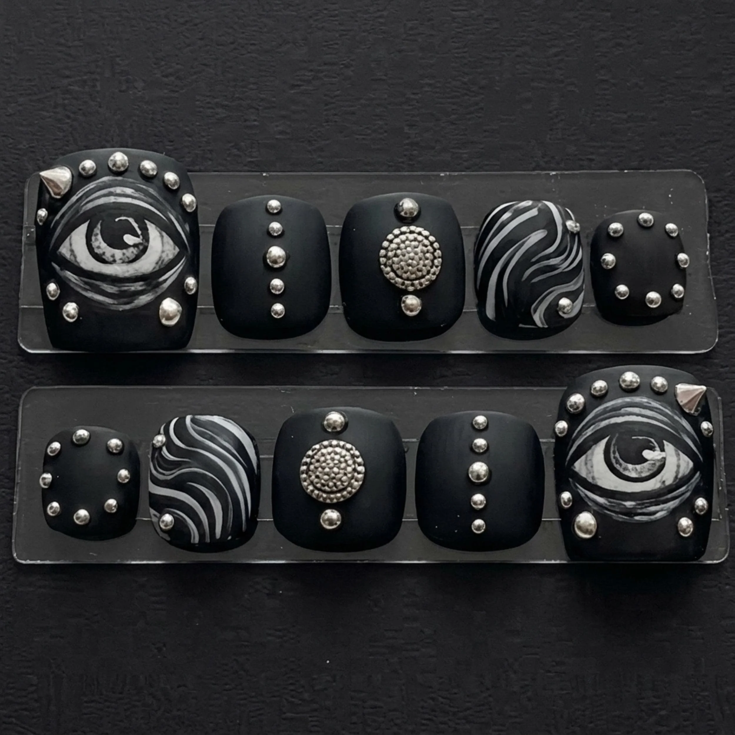 matte black, evil eye, press on nails, custom press on nails, fake nails, Nails Art, stained glass nails, gold press on nails, 3d press on nails, luxury press on nails, handmade press on nails