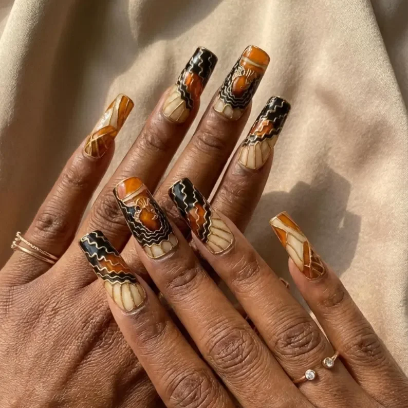 black history month, black history nails, press on nails, custom press on nails, fake nails, Nails Art, stained glass nails, gold press on nails, 3d press on nails, luxury press on nails, handmade press on nails