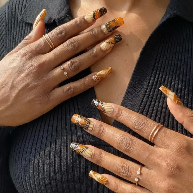 press on nails, luxury nail set, custom press on nails, fake nails, Nails Art, stained glass nails, gold press on nails, 3d press on nails, luxury press on nails, handmade press on nails
