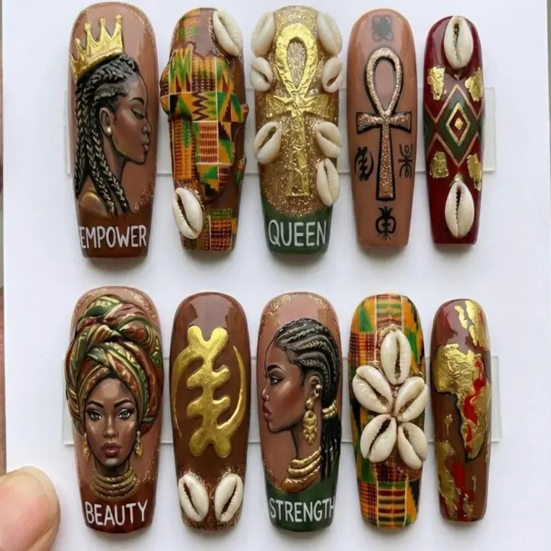 press on nails, Melanin luxury, custom press on nails, fake nails, Nails Art, stained glass nails, gold press on nails, 3d press on nails, luxury press on nails, handmade press on nails
