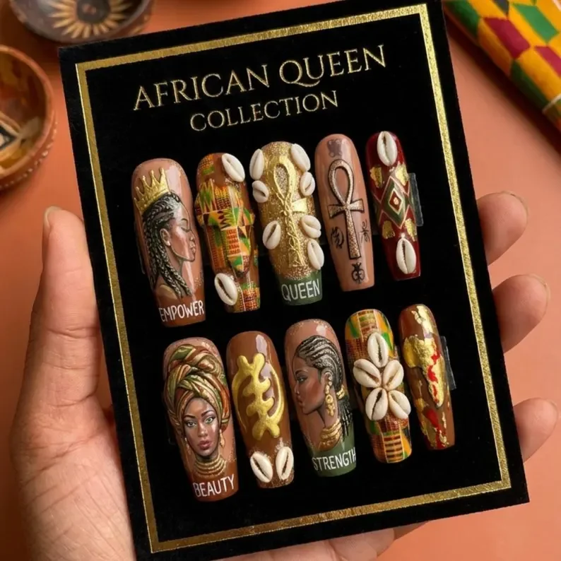 press on nails, Melanin luxury, custom press on nails, fake nails, Nails Art, stained glass nails, gold press on nails, 3d press on nails, luxury press on nails, handmade press on nails