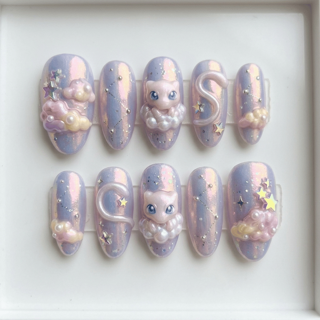 star false nails, dreamy iridescent purple, press on nails, custom press on nails, fake nails, Nails Art, stained glass nails, gold press on nails, 3d press on nails, luxury press on nails, handmade press on nails