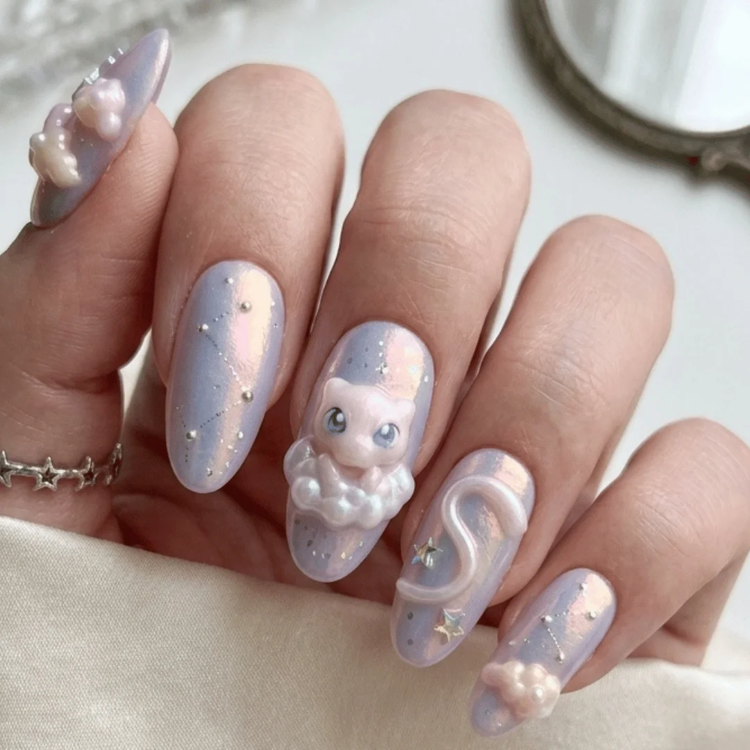 star false nails, dreamy iridescent purple, press on nails, custom press on nails, fake nails, Nails Art, stained glass nails, gold press on nails, 3d press on nails, luxury press on nails, handmade press on nails