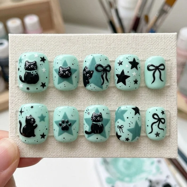 press on nails, custom press on nails, fake nails, Nails Art, stained glass nails, gold press on nails, 3d press on nails, luxury press on nails, handmade press on nails