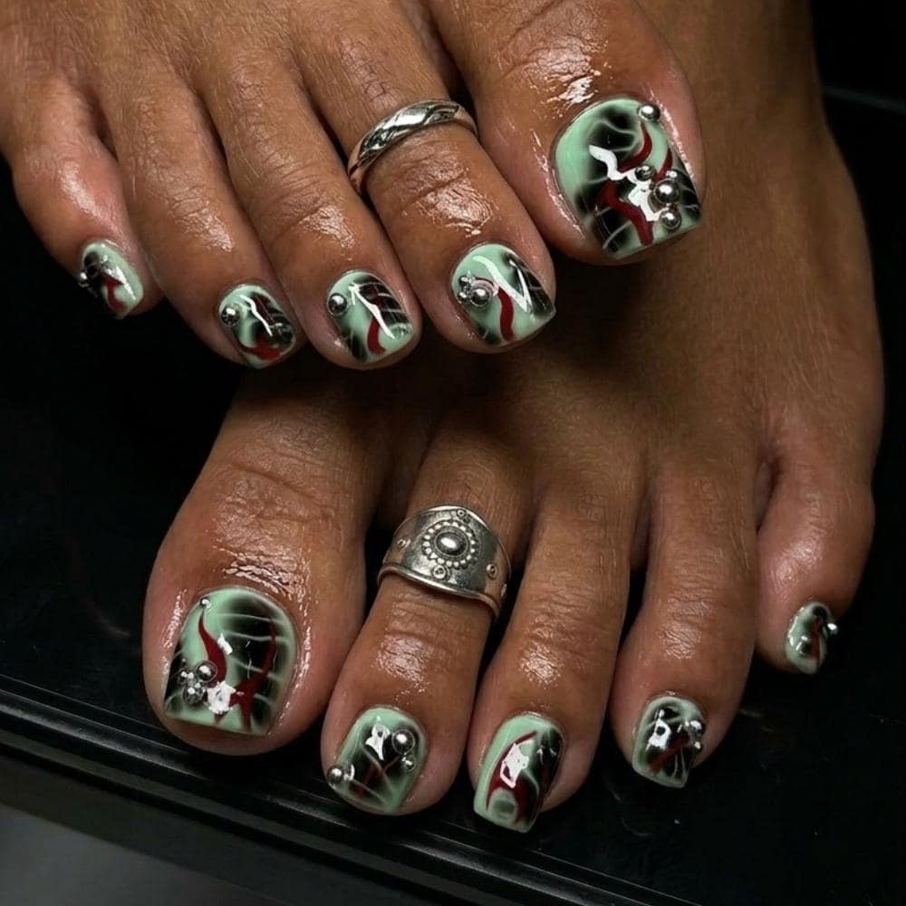 mint marble press on, silver chrome studs, press on nails, custom press on nails, fake nails, Nails Art, stained glass nails, gold press on nails, 3d press on nails, luxury press on nails, handmade press on nails