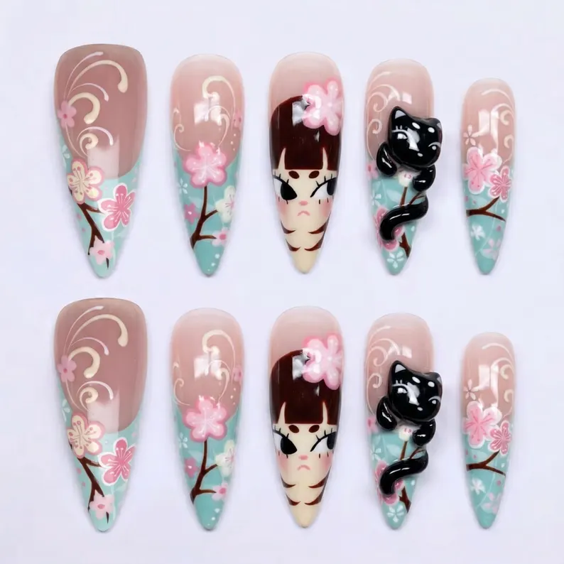 press on nails, custom press on nails, fake nails, Nails Art, stained glass nails, gold press on nails, 3d press on nails, luxury press on nails, handmade press on nails