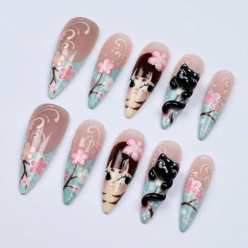 press on nails, custom press on nails, fake nails, Nails Art, stained glass nails, gold press on nails, 3d press on nails, luxury press on nails, handmade press on nails