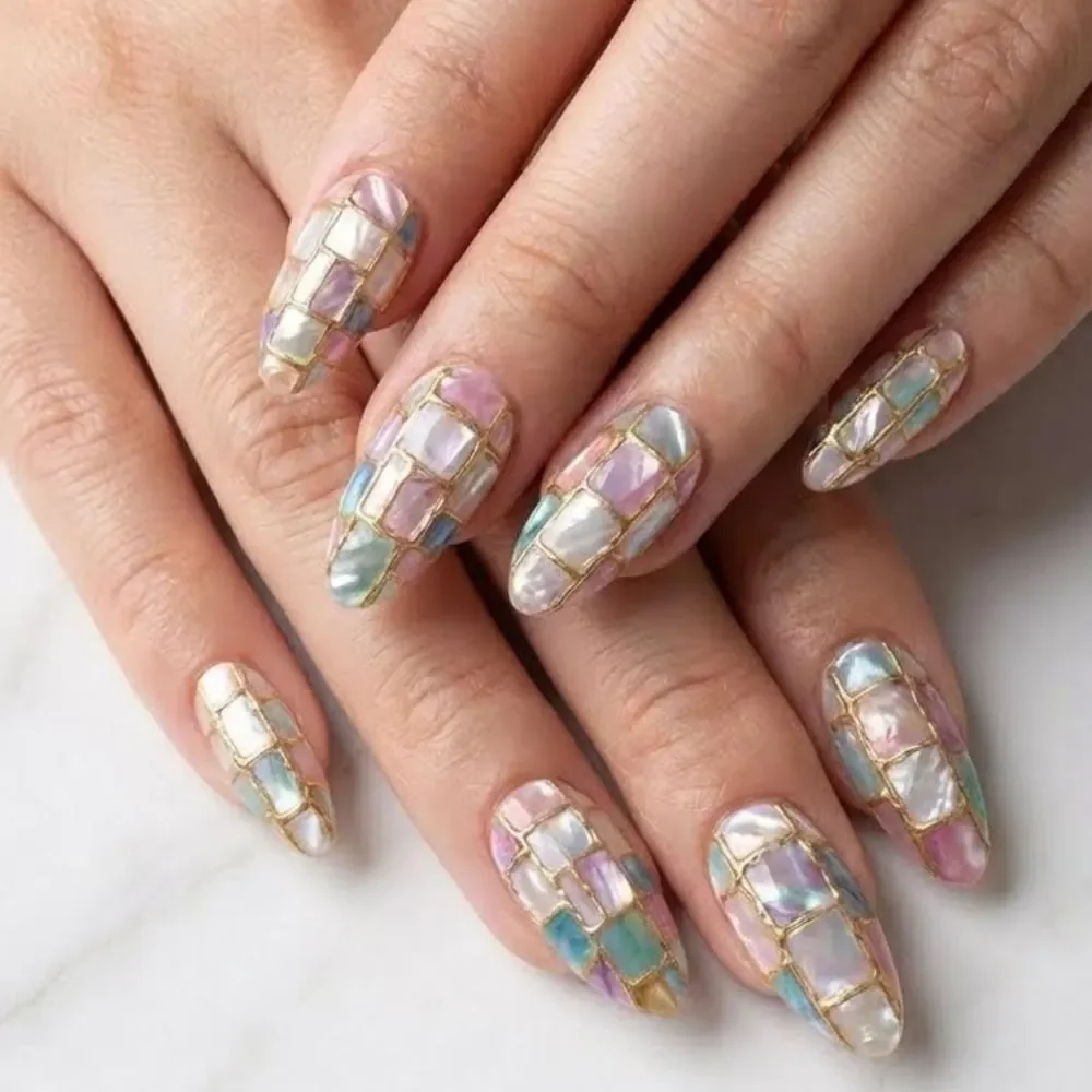 press on nails, gold mosaic, custom press on nails, fake nails, Nails Art, stained glass nails, gold press on nails, 3d press on nails, luxury press on nails, handmade press on nails