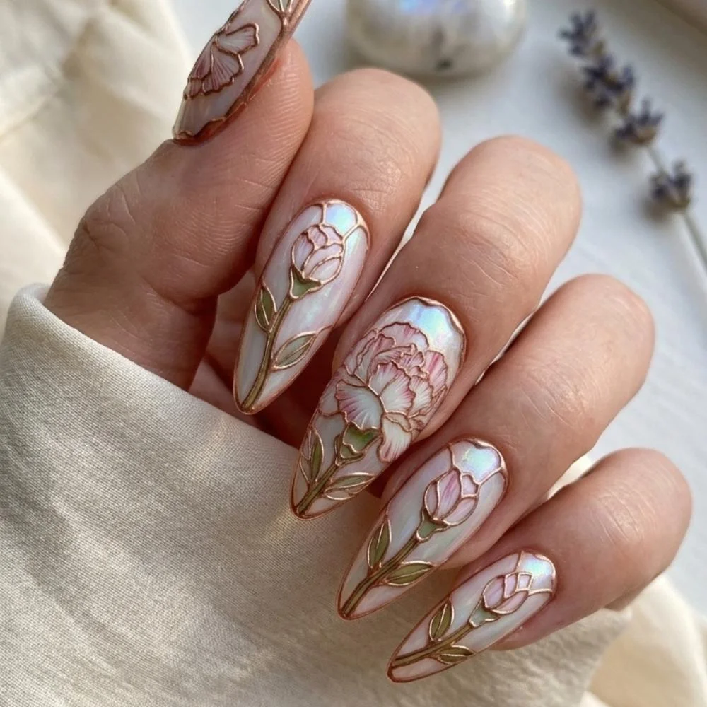 Stained Glass Nails, Press On Nails, press on nails, custom press on nails, fake nails, Nails Art, stained glass nails, gold press on nails, 3d press on nails, luxury press on nails, handmade press on nails