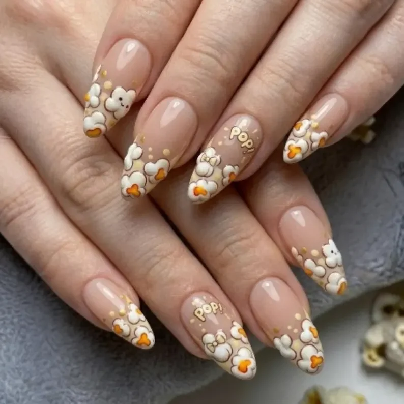 french tip nails, hand painted nails, press on nails, custom press on nails, fake nails, Nails Art, stained glass nails, gold press on nails, 3d press on nails, luxury press on nails, handmade press on nails