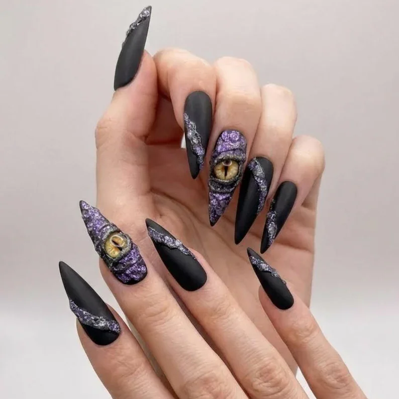 dragon eye nails, press on nail set, press on nails, custom press on nails, fake nails, Nails Art, stained glass nails, gold press on nails, 3d press on nails, luxury press on nails, handmade press on nails