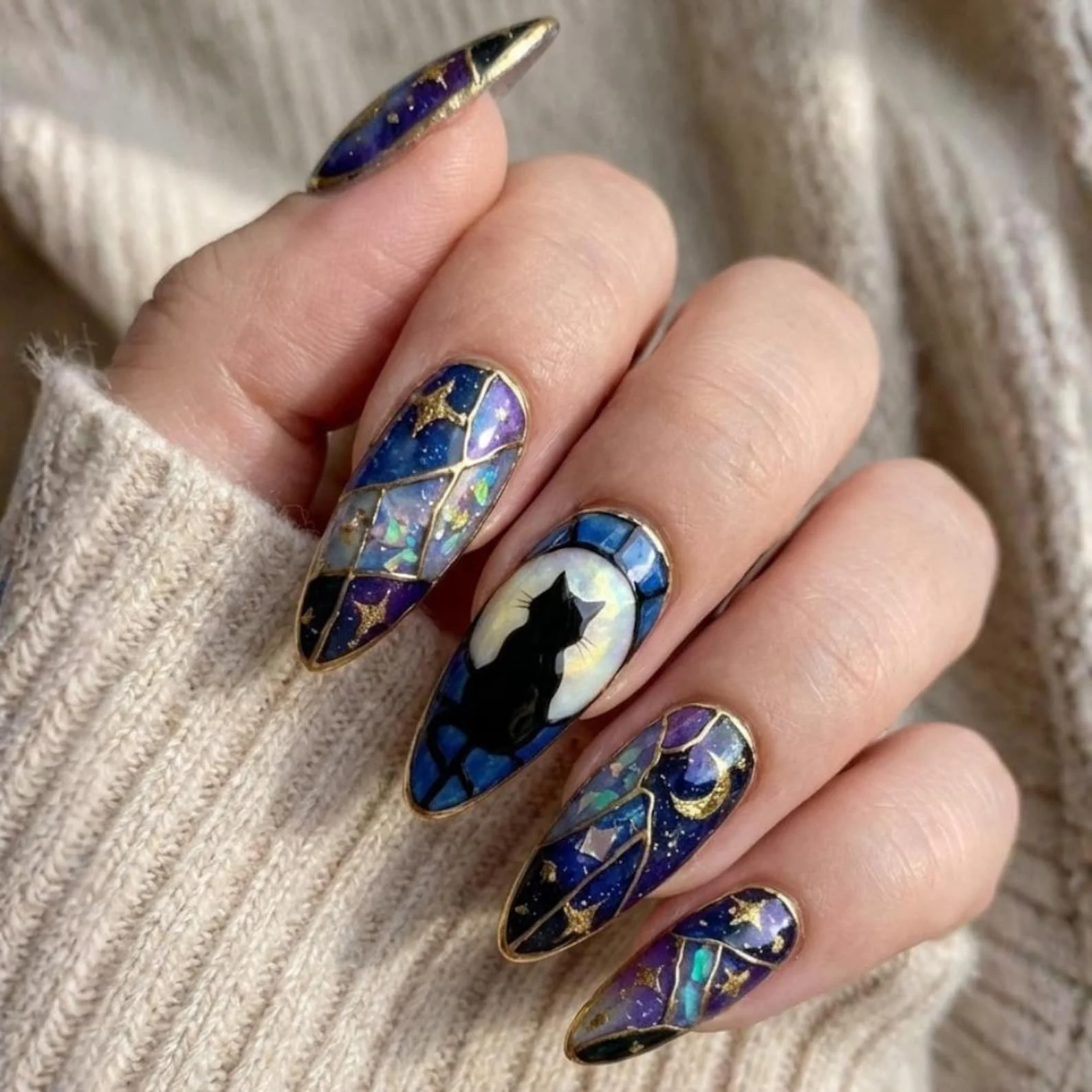 mystical nails, stained glass art, press on nails, custom press on nails, fake nails, Nails Art, stained glass nails, gold press on nails, 3d press on nails, luxury press on nails, handmade press on nails