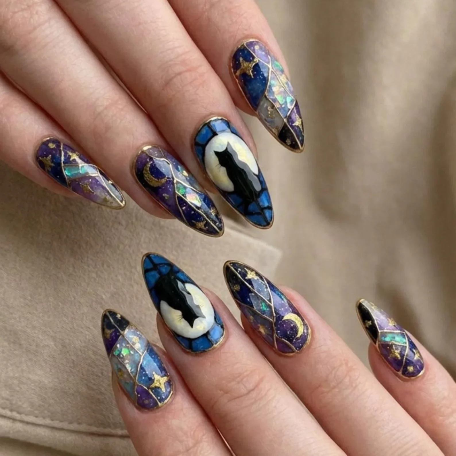 mystical nails, stained glass art, press on nails, custom press on nails, fake nails, Nails Art, stained glass nails, gold press on nails, 3d press on nails, luxury press on nails, handmade press on nails