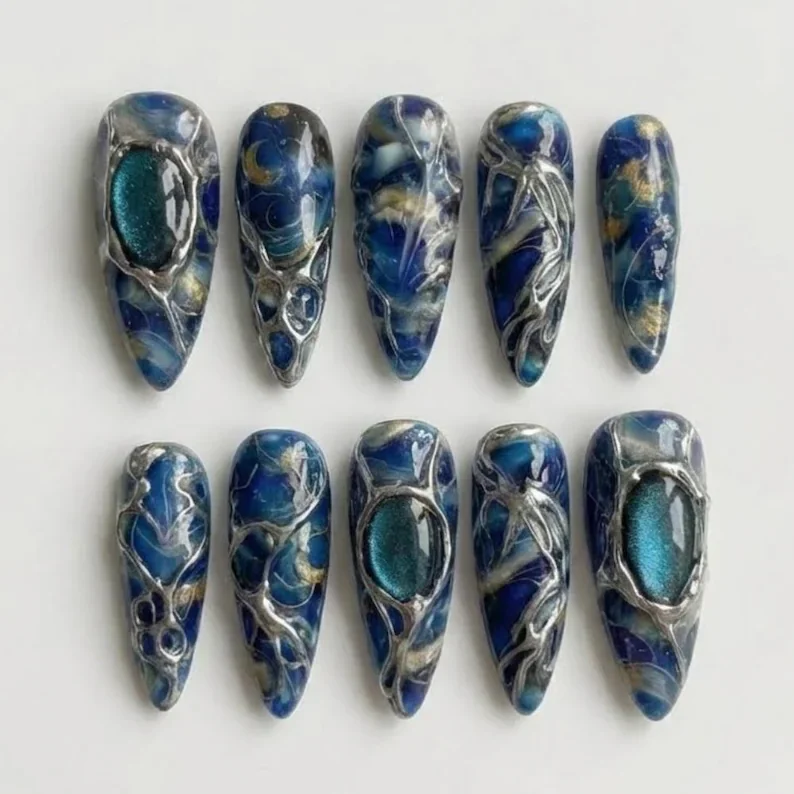 cat eye nails, marble press on, press on nails, custom press on nails, fake nails, Nails Art, stained glass nails, gold press on nails, 3d press on nails, luxury press on nails, handmade press on nails