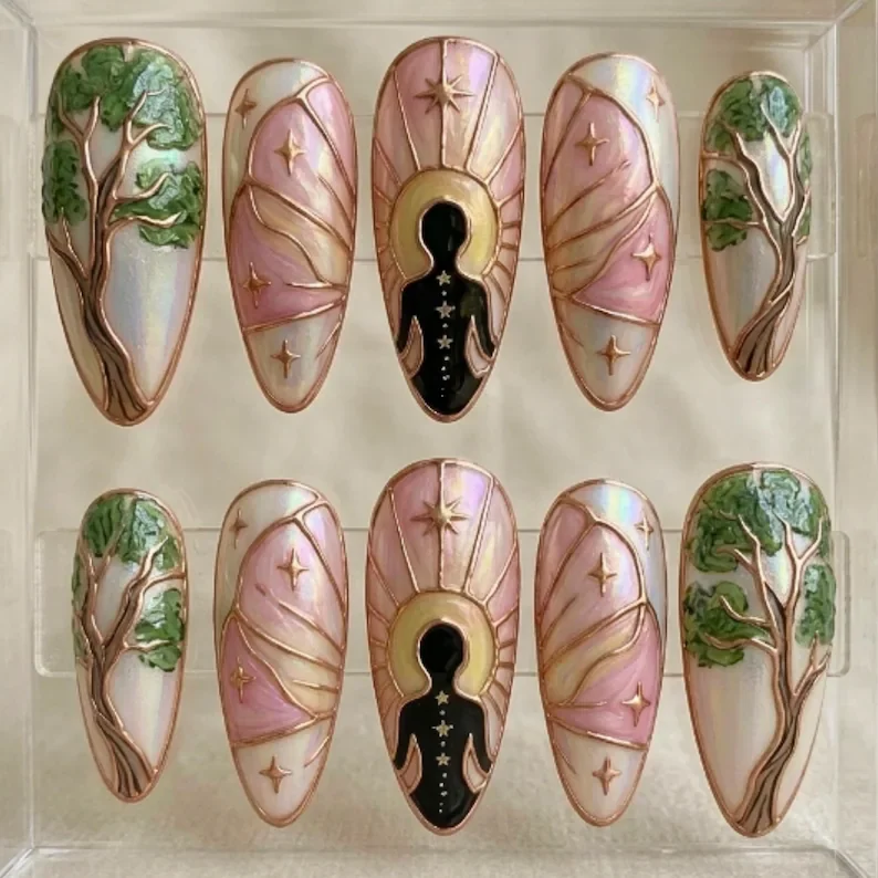 press on nails, custom press on nails, fake nails, Nails Art, stained glass nails, gold press on nails, 3d press on nails, luxury press on nails, handmade press on nails