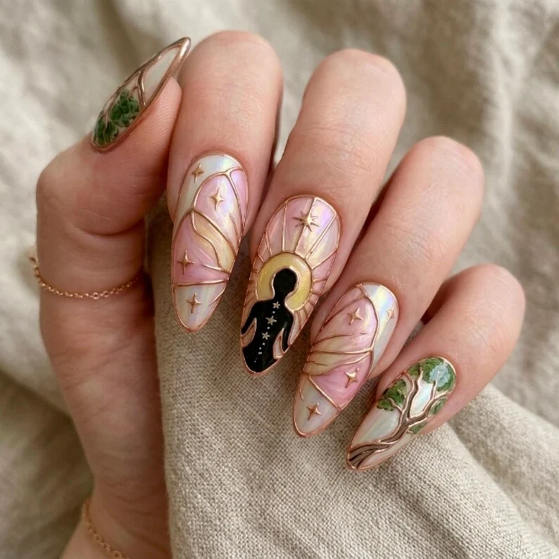 press on nails, custom press on nails, fake nails, Nails Art, stained glass nails, gold press on nails, 3d press on nails, luxury press on nails, handmade press on nails