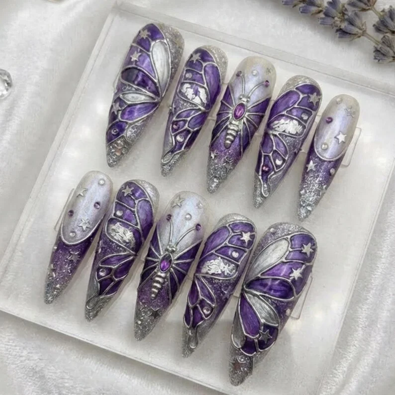 stained glass press-on, press-on nails, press on nails, custom press on nails, fake nails, Nails Art, stained glass nails, gold press on nails, 3d press on nails, luxury press on nails, handmade press on nails