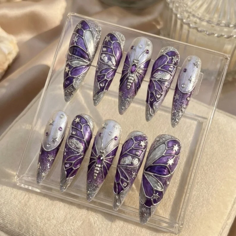 stained glass press-on, press-on nails, press on nails, custom press on nails, fake nails, Nails Art, stained glass nails, gold press on nails, 3d press on nails, luxury press on nails, handmade press on nails