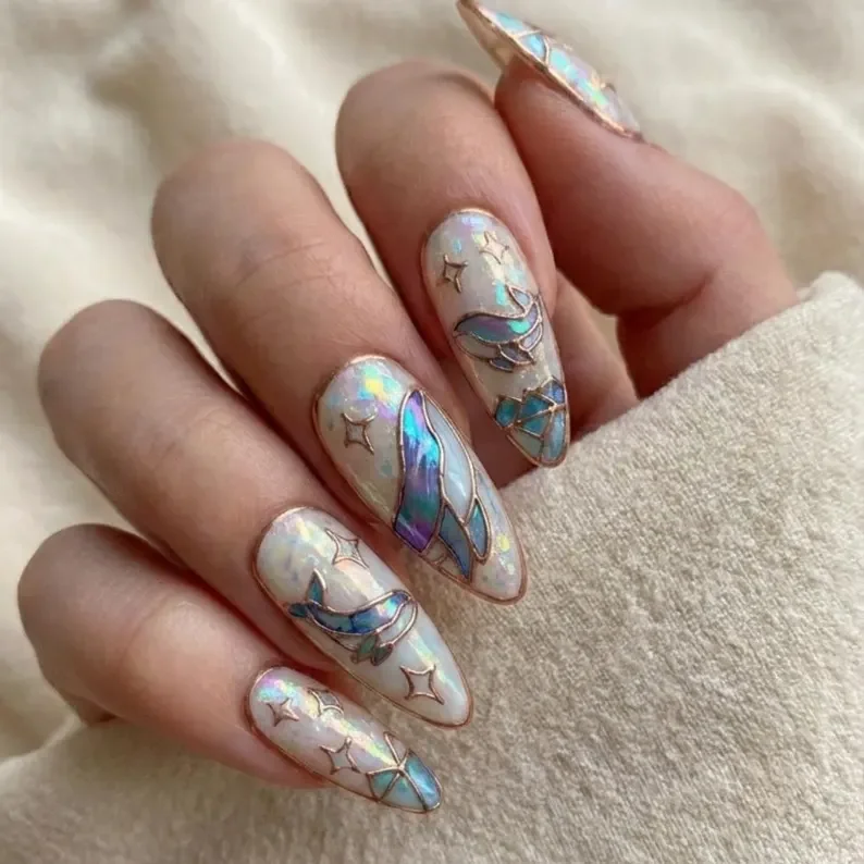 press on nails, 3D rose gold, custom press on nails, fake nails, Nails Art, stained glass nails, gold press on nails, 3d press on nails, luxury press on nails, handmade press on nails