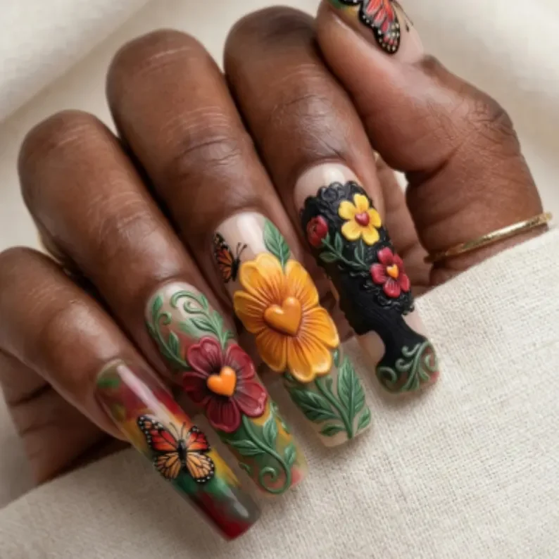 press on nails, custom press on nails, fake nails, Nails Art, stained glass nails, gold press on nails, 3d press on nails, luxury press on nails, handmade press on nails