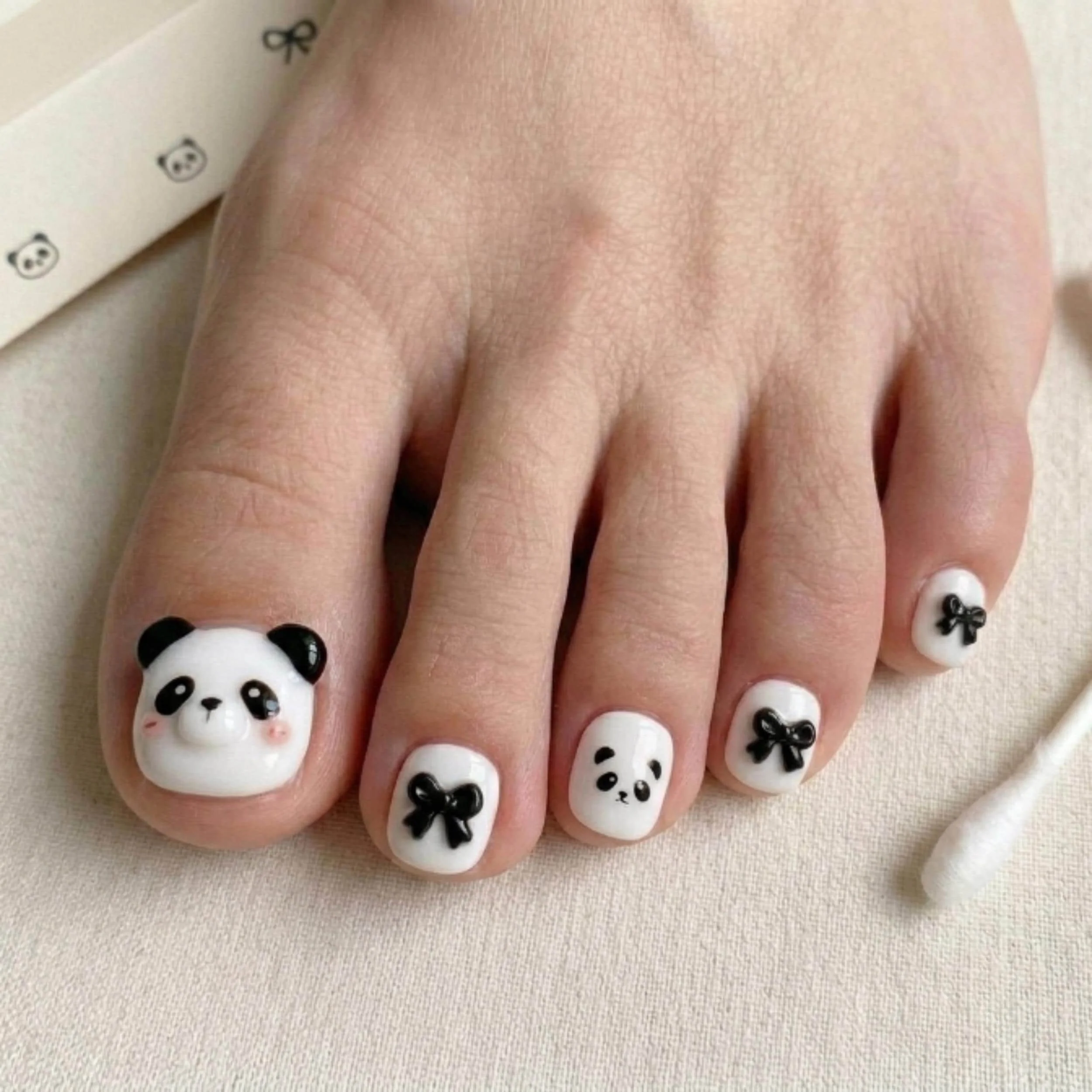 Panda Party, Hand-Painted 3D, press on nails, custom press on nails, fake nails, Nails Art, stained glass nails, gold press on nails, 3d press on nails, luxury press on nails, handmade press on nails