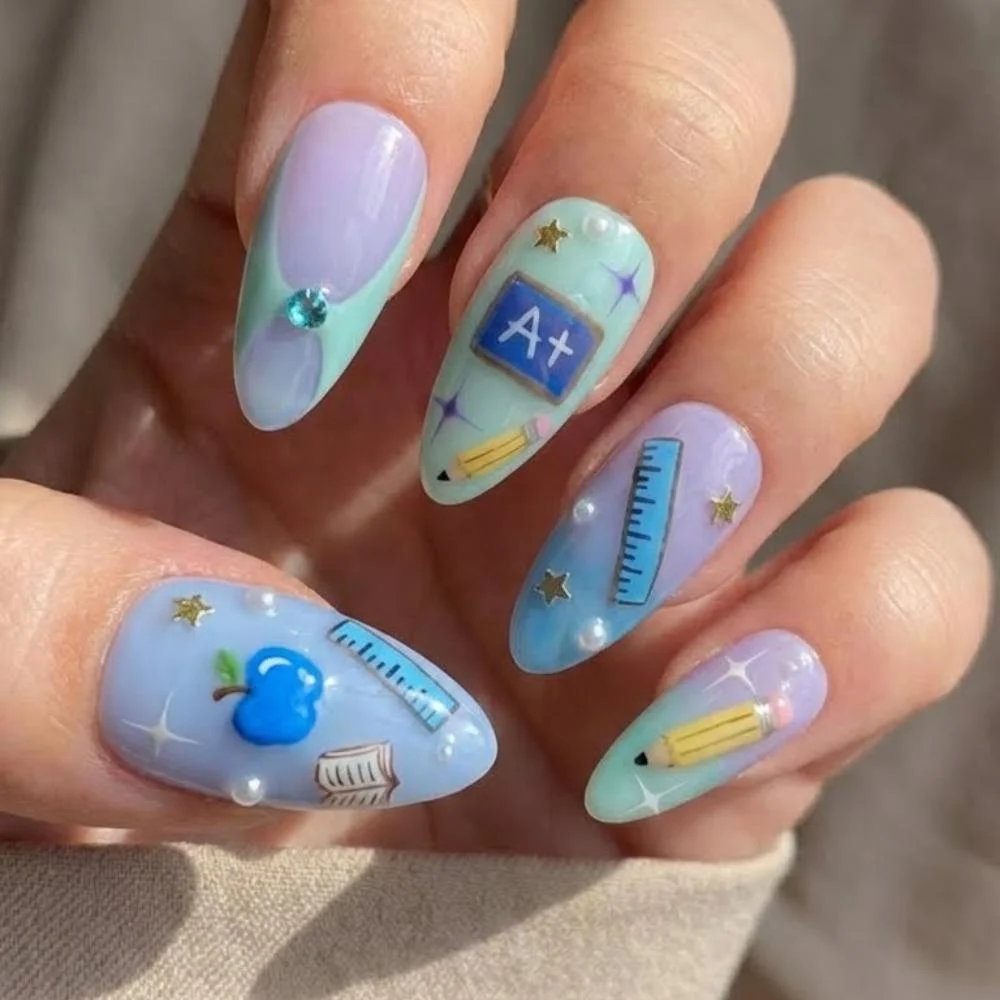 Book nail art, Press on nail set, press on nails, custom press on nails, fake nails, Nails Art, stained glass nails, gold press on nails, 3d press on nails, luxury press on nails, handmade press on nails