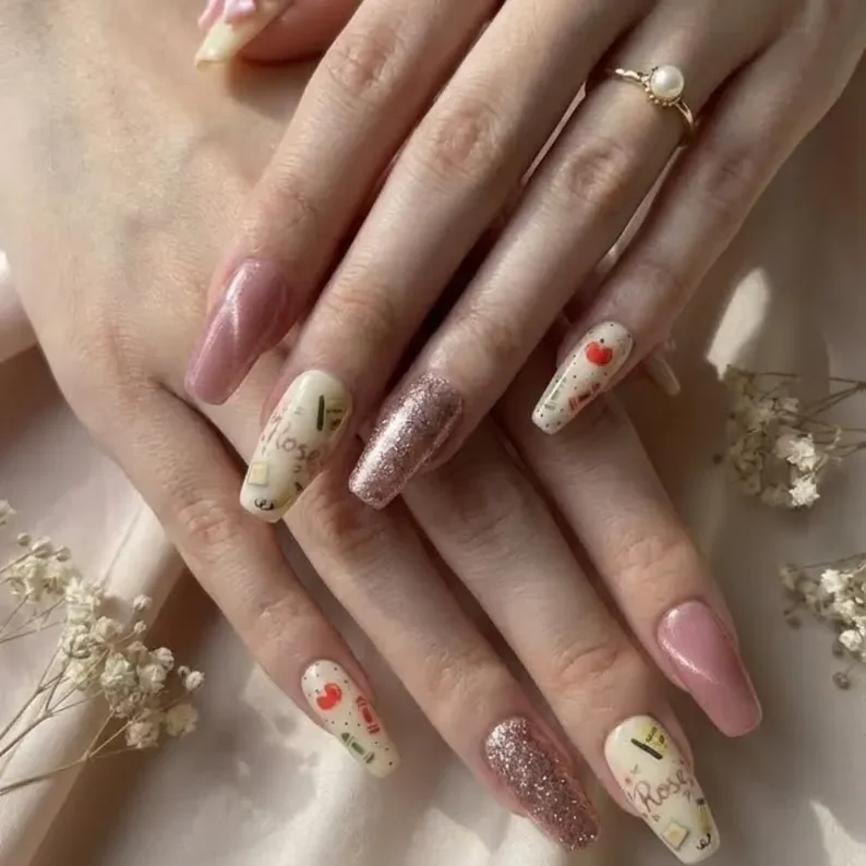 glitter press on nails, bow nail design, press on nails, custom press on nails, fake nails, Nails Art, stained glass nails, gold press on nails, 3d press on nails, luxury press on nails, handmade press on nails